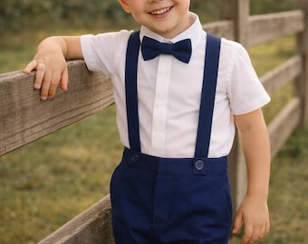 Navy Blue Ring Bearer Suit | Linen Blend Page Boy Outfit