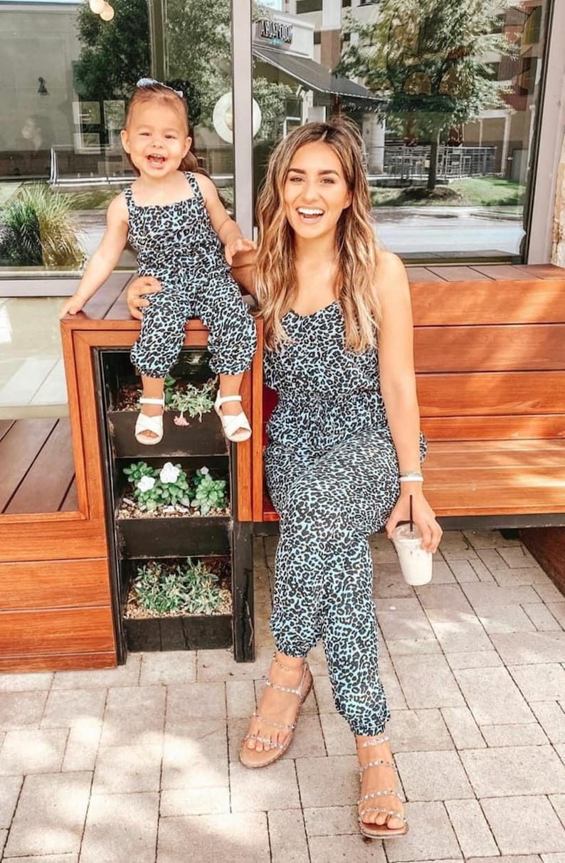 Mommy and me Outfit, Leopard Romper, Animal print jumpsuits,  mother daughter matching dresses,mommy and me, matching outfits, Mom gift 