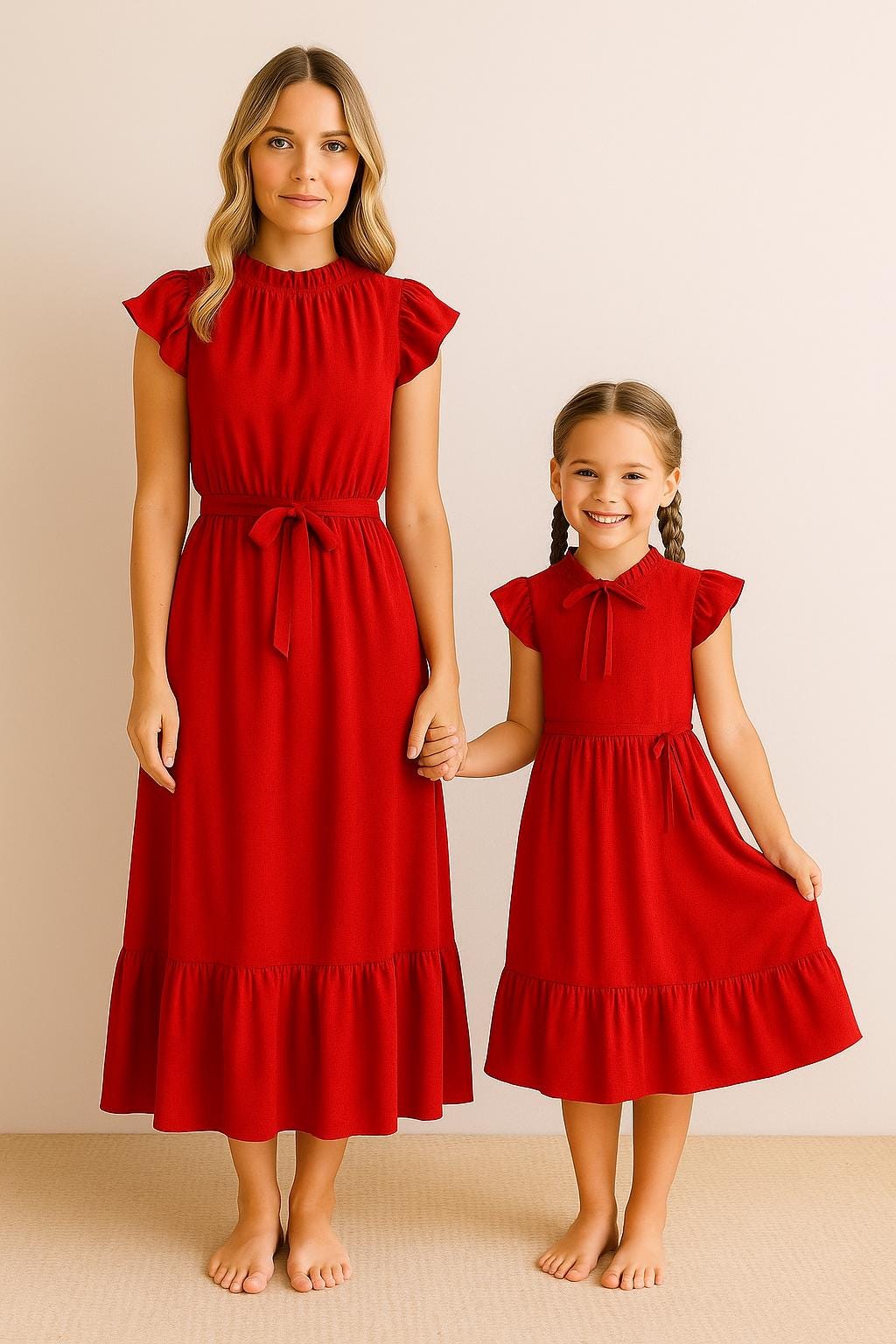 Party Wear Mommy And Baby Dresses Mommy Me Dresses, Red Mommy And Me  Matching Outfits, Red