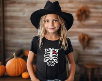 Koszulka dla dzieci na Halloween | Koszulka dla rodzeństwa | Rodzinny strój na Halloween | Koszulki na upiorny sezon | Mini strój dla mnie | Koszulka na Halloween | Szkielet