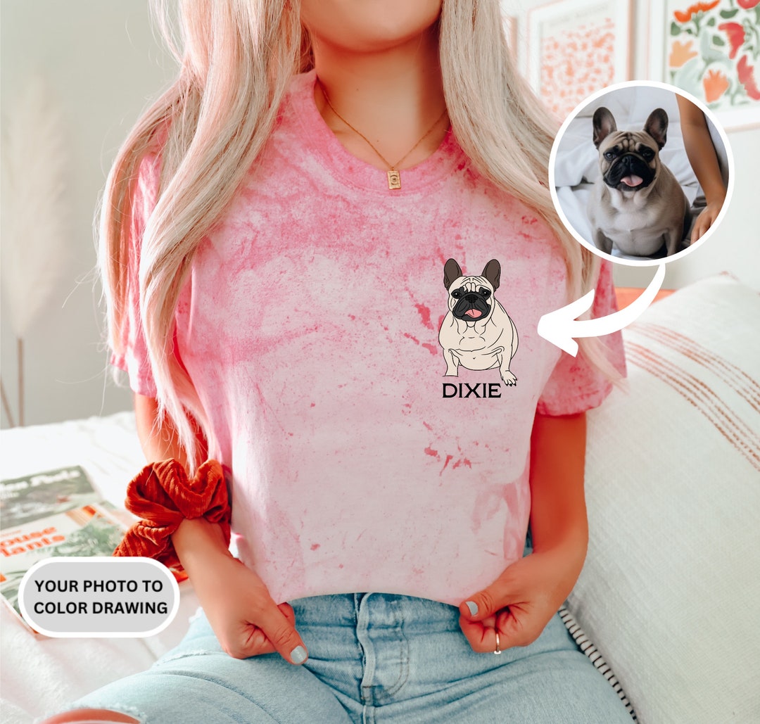 Custom Pet Portrait Tie Dye Look Shirt, Custom Dog Shirt, Personalized