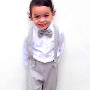 4 Pcs. Boy Christening Outfit Beigesuspender Pantsboy Linen - Etsy