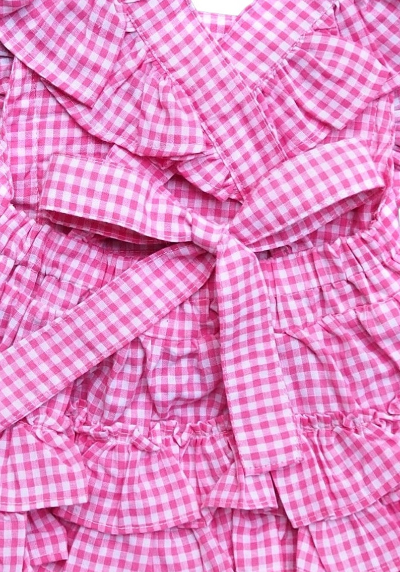 Pink Gingham Romper Sunsuit Ruffle Romper Flutter sleeve Romper Baby Girl Romper Pink Checked Romper Baby Shower Gift Summer Romper