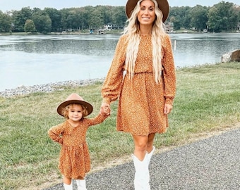 slim fit dress slacks Autumn Mama and Mini Matching Dresses, Mommy and Me Fall Dress