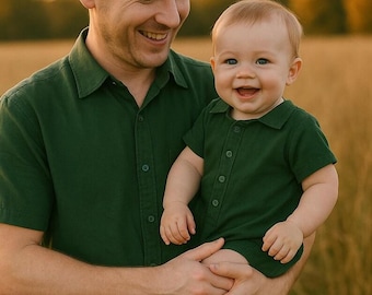 Bijpassende shirts vader en zoon - olijfgroen, outfit vader en zoon, shirts Daddy & Me, shirts vader en zoon, bijpassende shirts, Vaderdagcadeau