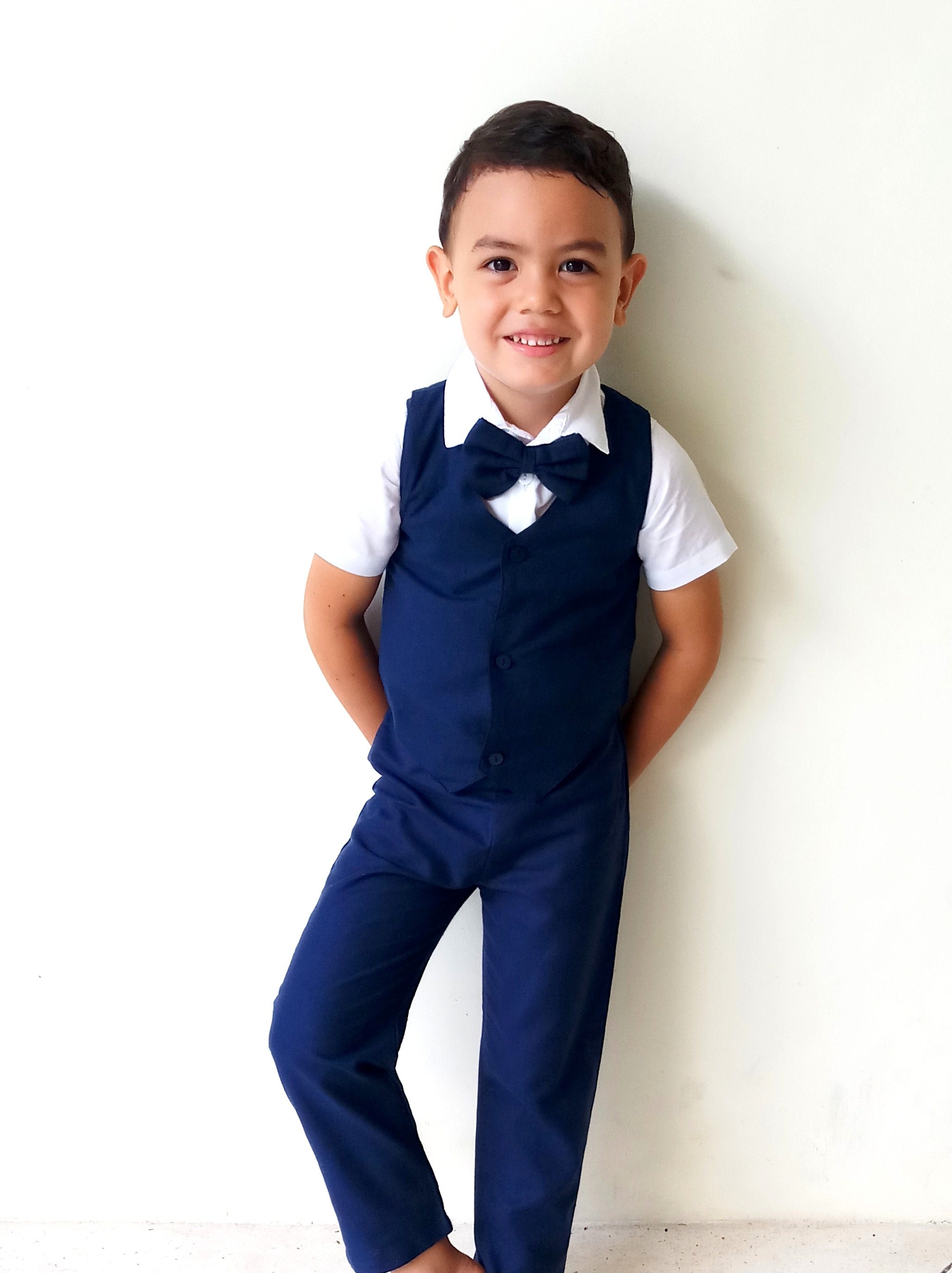 Boy Suspender Pants Navylinen Pants Pageboy Christening Etsy