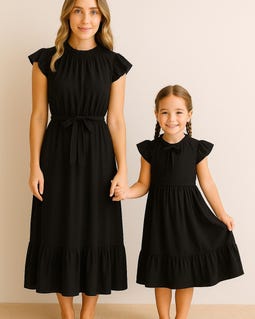 black mommy and me dresses & Black, Mommy Me Matching Outfits, Mother Daughter Dress, Mom Daughter Dress, Family Outfits, Mother's Day Gift Designed for both comfort Collection:Siena Glow Marilyn Monroe dress for Color:White/Black