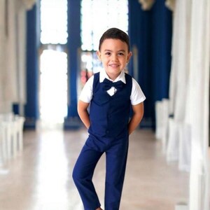 4pcs. Ring Bearer Suit | Page Boy Suit | Ring Bearer Outfit | Page Boy Outfit | Baptism Pants with Suspenders | Boy linen Blend Suit
