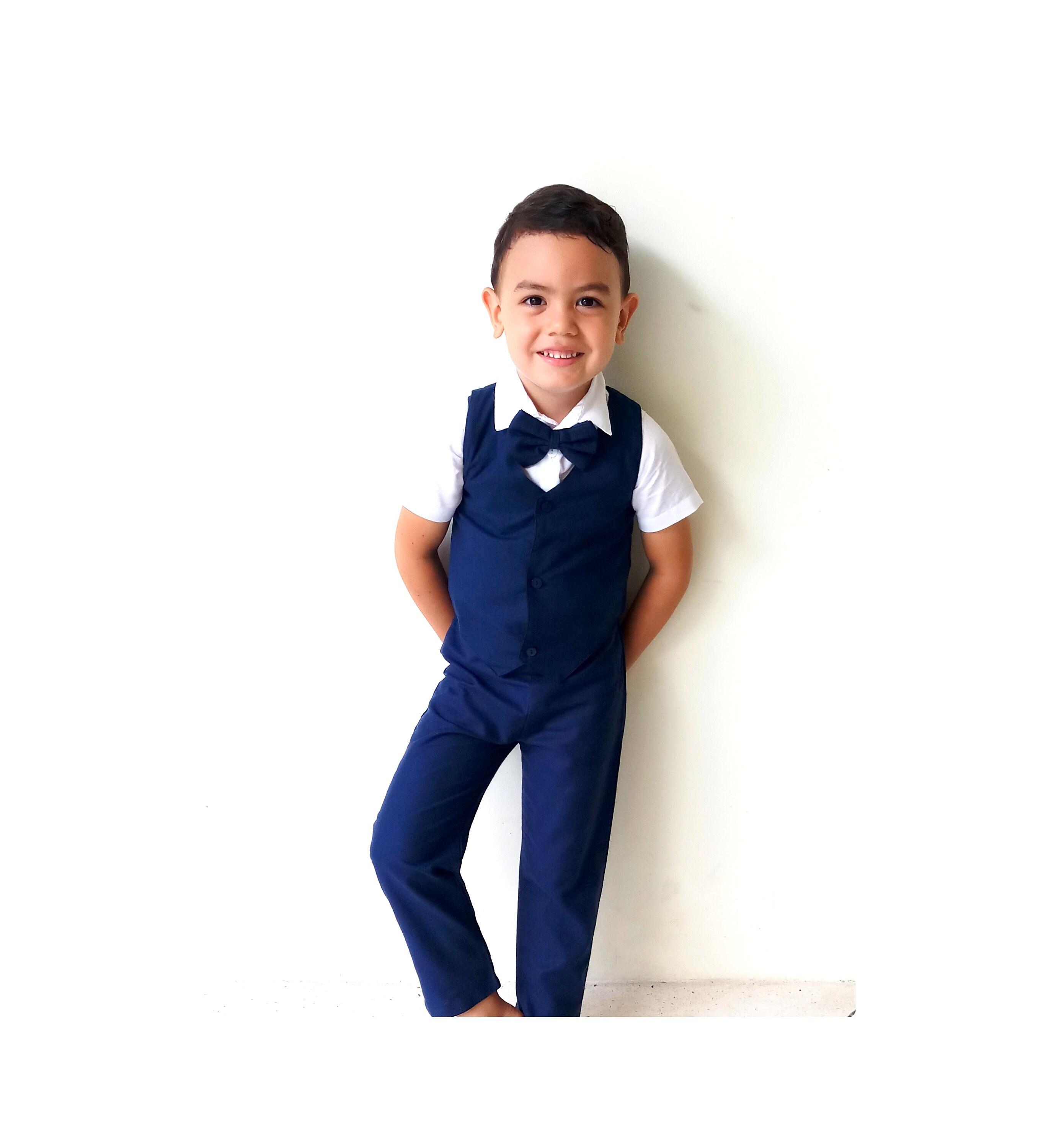 4 Pcs. Boy Christening Outfit Navy 
