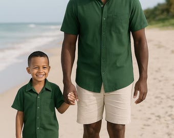 Bijpassende shirts vader en zoon - olijfgroen, outfit vader en zoon, shirts Daddy & Me, shirts vader en zoon, bijpassende shirts, Vaderdagcadeau