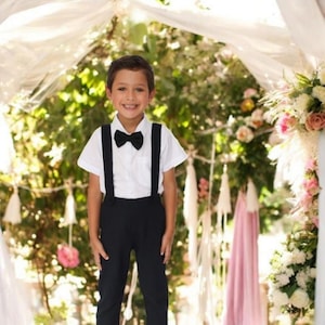 Boy Suspender Pants | Page Boy Pants | Ring Bearer Outfit | Page Boy Outfit | Baptism Shorts with Suspenders | Boy linen Blend Pants