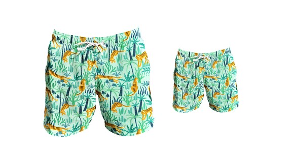 matching baby and dad swim trunks