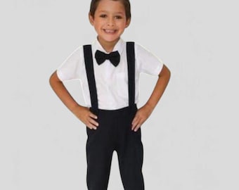 3 piezas. Traje de portador de anillos / Traje de paje / Traje de portador de anillos / Traje de paje / Pantalones de bautismo con tirantes / Traje de mezcla de lino para niño
