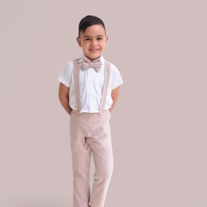 Boy Suspender Pants | Page Boy Pants | Ring Bearer Outfit | Page Boy Outfit | Baptism Pants with Suspenders | Boy linen Blend Pants