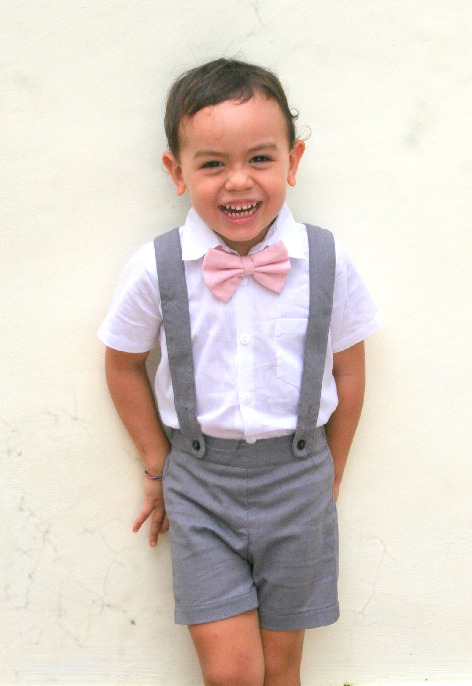 Boy Suspender Shorts Charcoal linen Shortspage Etsy