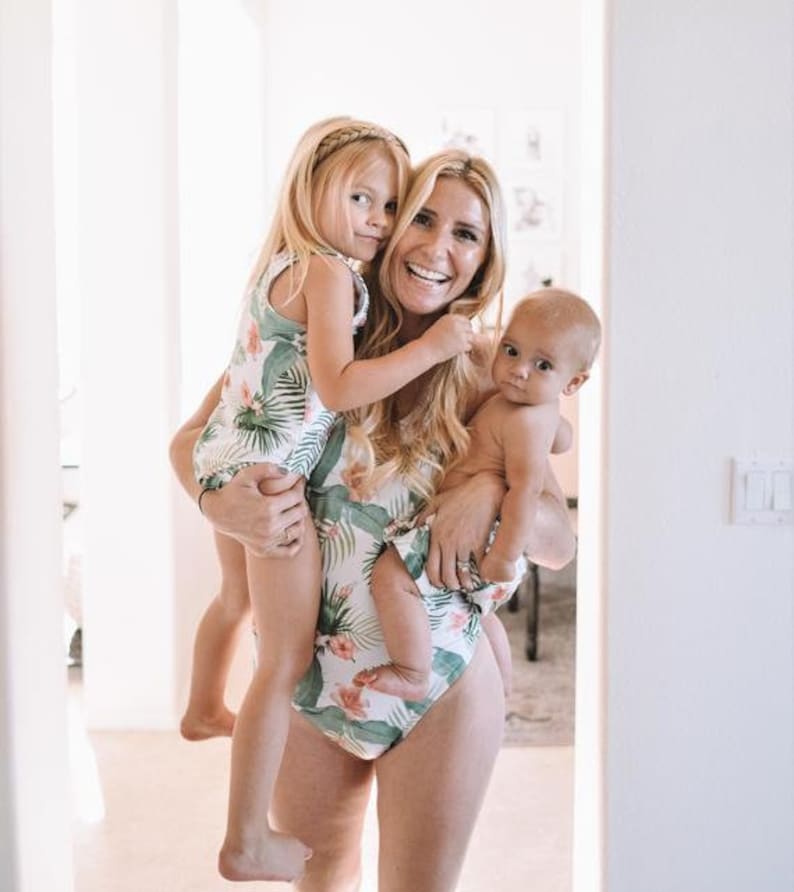 Tropical swimsuit,Swimsuit Family matching swimsuits matching mother daughter swimsuit mom gift matching swimwear Mommy and me Swimsuit