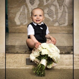 4pcs. Ring Bearer Suit, Black Page Boy Suit, Linen Blend Ring Bearer Outfit, Page Boy Outfit,Christening Suit, Boy Wedding Suit,Toddler Suit