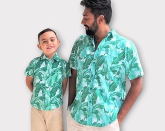 Father and son matching shirts, Tropical Daddy & Me Shirts, Dad Son matching Hawaiian Shirts, Dad and Son Matching Button Down Shirts