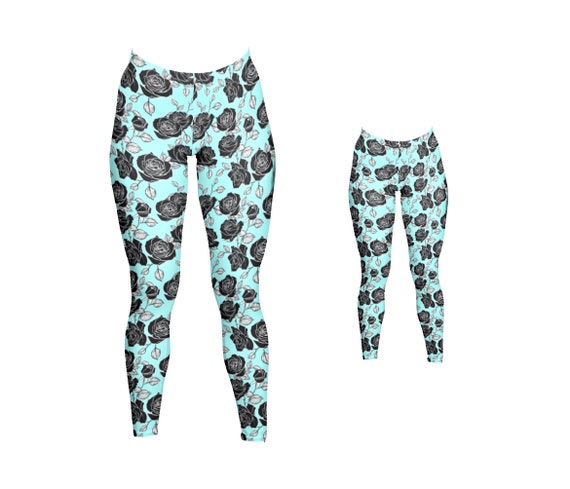 Mommy Daughter Outfit Mommy and Baby Matching,Rose leggings,Flower leggings,floral leggings Mommy and Me Sets Mommy and Me Leggings