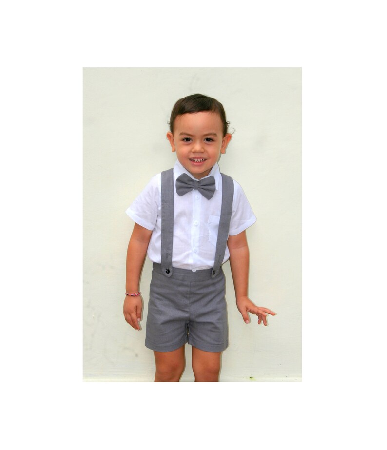 Boy Suspender Shorts Charcoal linen Shortspage Etsy