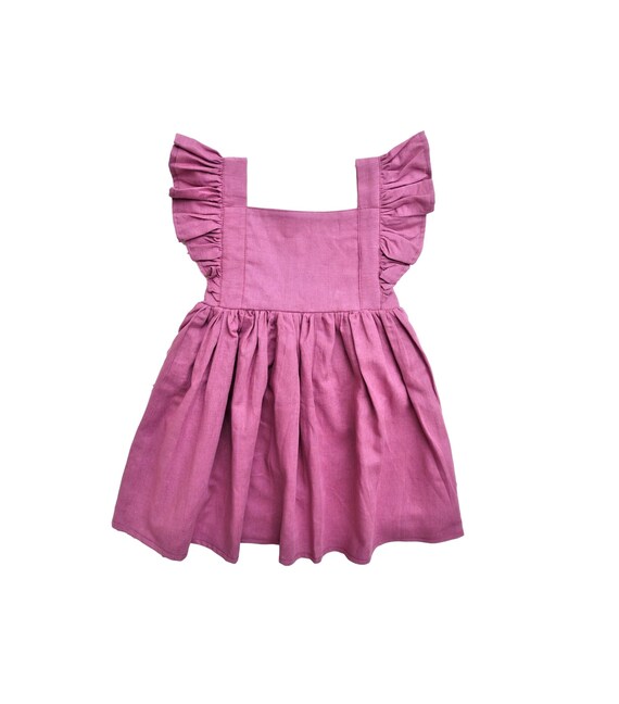 Baby Girl Linen Dress Purple Flutter 