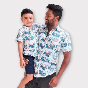 Father and son matching shirts, Tropical Daddy & Me Shirts, Dad Son matching Hawaiian Shirts, Dad and Son Matching Button Down Shirts