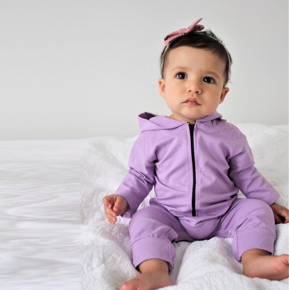 purple baby romper