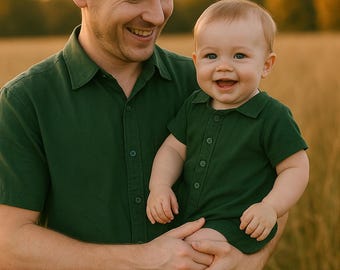 Bijpassende shirts vader en zoon - olijfgroen, outfit vader en zoon, shirts Daddy & Me, shirts vader en zoon, bijpassende shirts, Vaderdagcadeau