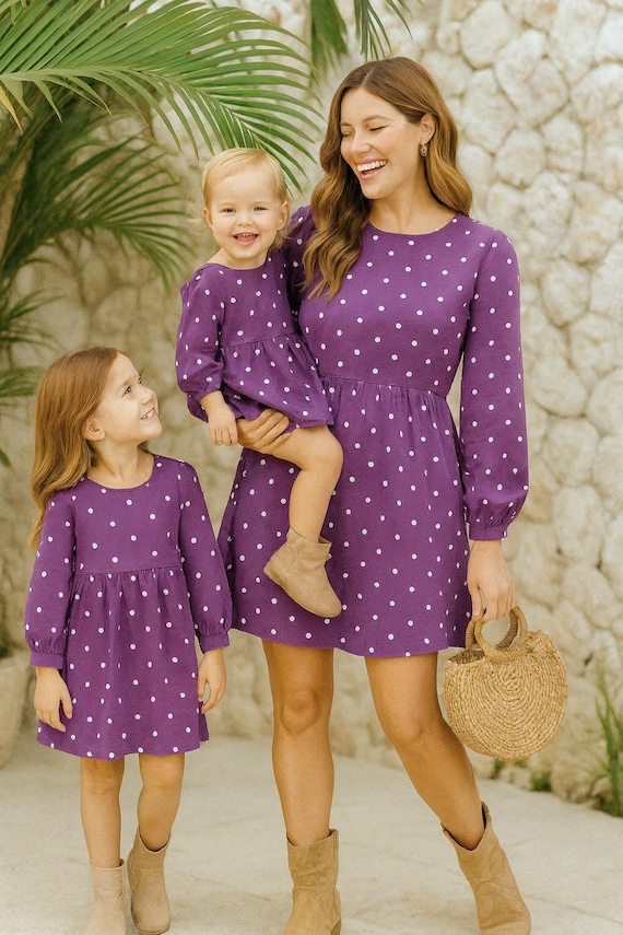 purple mommy and me dresses Mother Daughter Matching Dress Purple