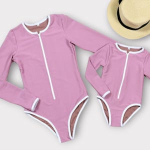 Mommy and me Swimsuit, matching mother daughter swimsuit, matching Rash guard swimsuit, Matching long sleeved swimsuits, Eco rib swimsuit,