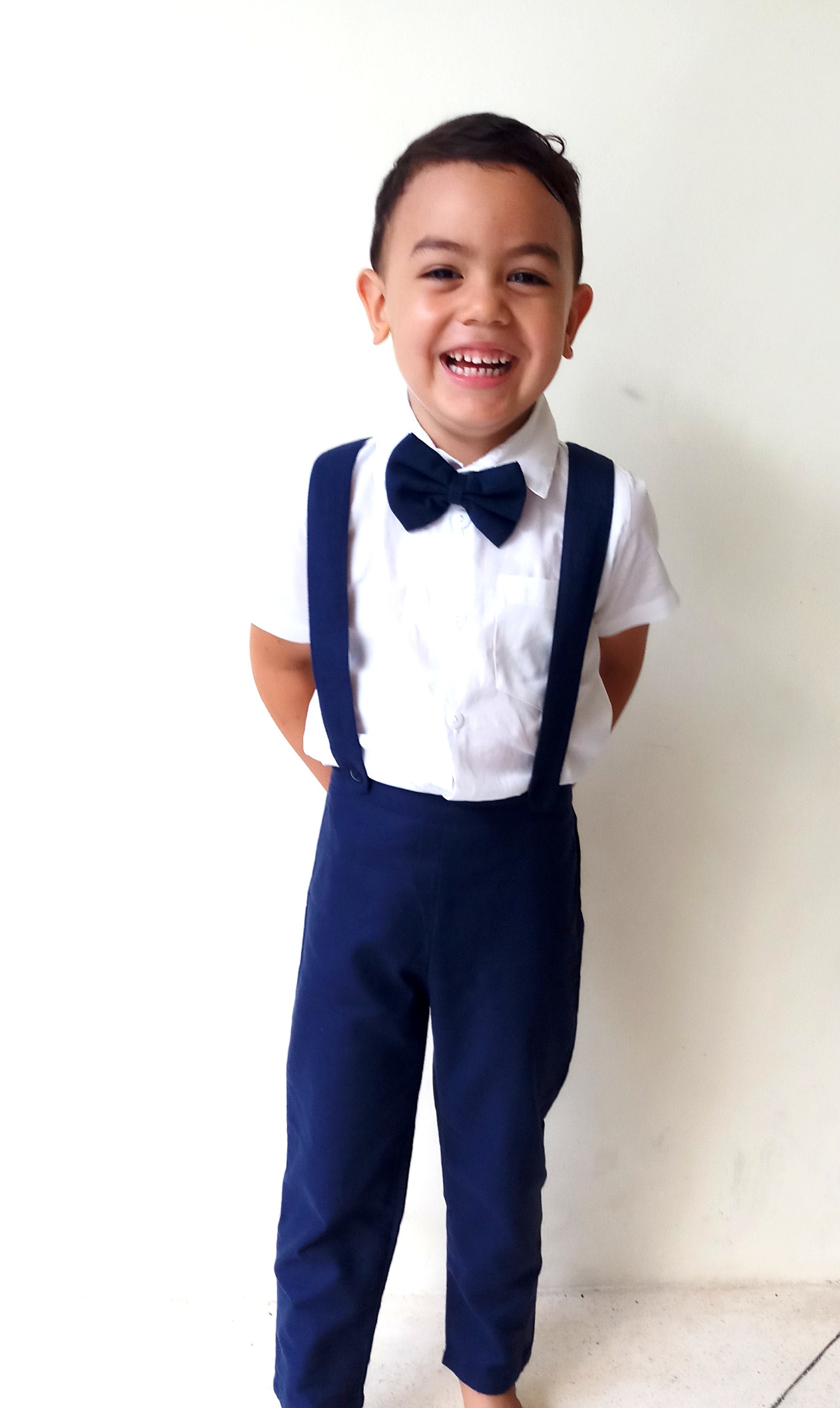 3 Pcs. Boy Linen Suit Navy Boy Suit Christening Outfit Etsy