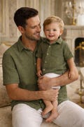 Muslin Father and son matching shirts, Army Green Father and Son Outfit, Daddy & Me Outfit, Dad and Son Button Shirts, Father's Day Gift product logo