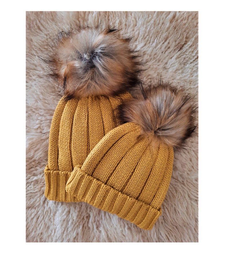 pompon hats mom and me hats matching kid and mom hat mother daughter hats Mommy and me Hats matching outfits hat