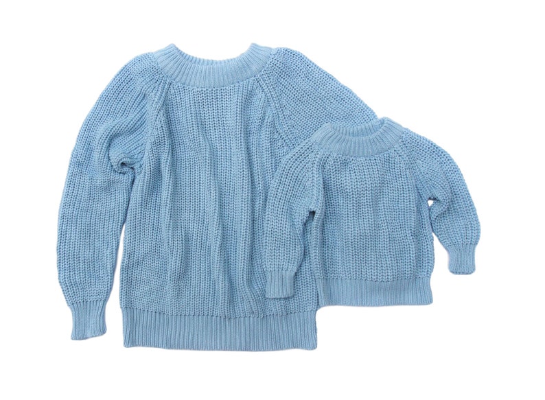 Mommy and me Outfit, blue knitted Sweater ,Knitwear Jumper, Knitwear Sweater, Baby knitted Sweater,mother daughter matching,Matching sweater image 1