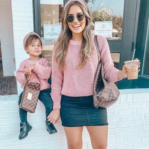Mommy and me Outfit, blue knitted Sweater ,Knitwear Jumper, Knitwear Sweater, Baby knitted Sweater,mother daughter matching,Matching sweater image 4