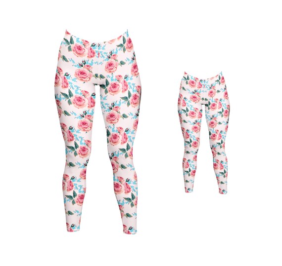 Mommy Daughter Outfit Mommy and Baby Matching,Rose leggings,Flower leggings,floral leggings Mommy and Me Sets Mommy and Me Leggings