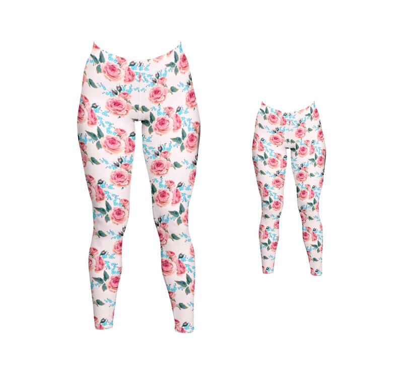 Mommy Daughter Outfit Mommy and Baby Matching,Rose leggings,Flower leggings,floral leggings Mommy and Me Sets Mommy and Me Leggings