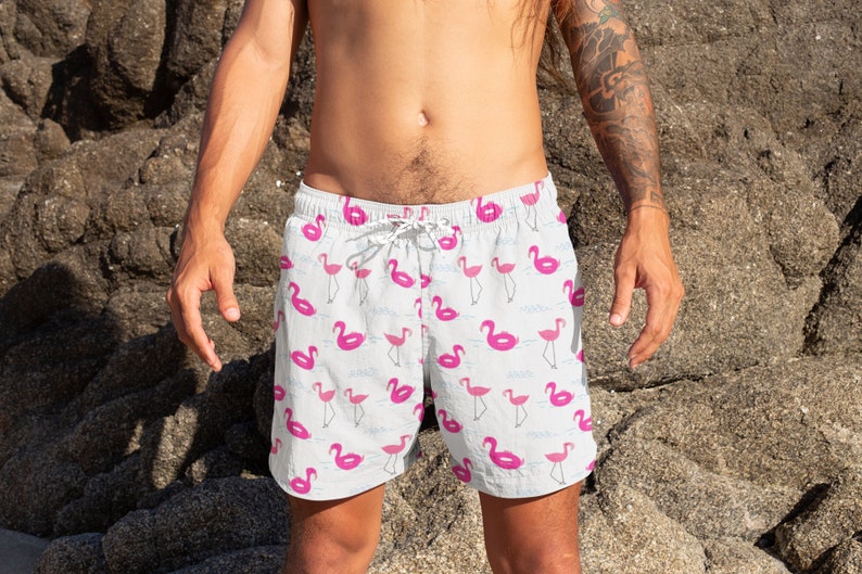 dad and baby matching swim trunks