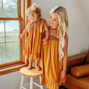 Mommy and Me dresses | Mommy and Me matching outfits | Mommy & me outfits | Mom Daughter Dress | Mustard Matching Dresses | Mom Gift