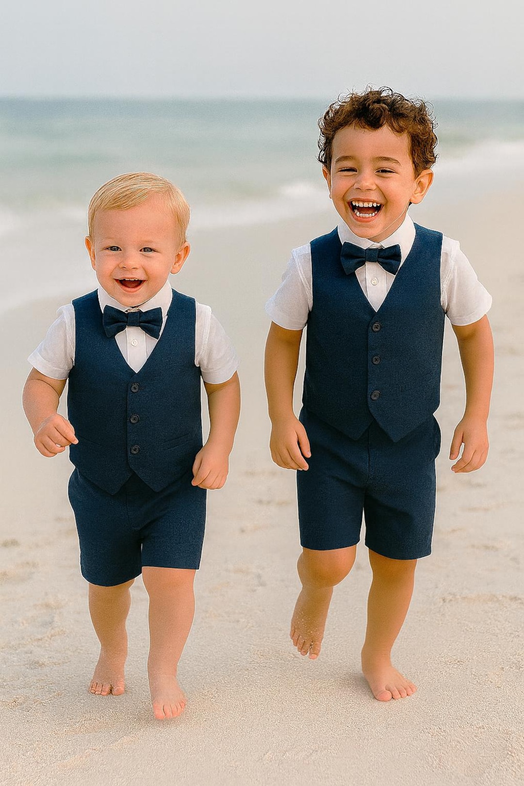 Navy Ring Bearer Suit, Linen Blend Page Boy Suit, Ring