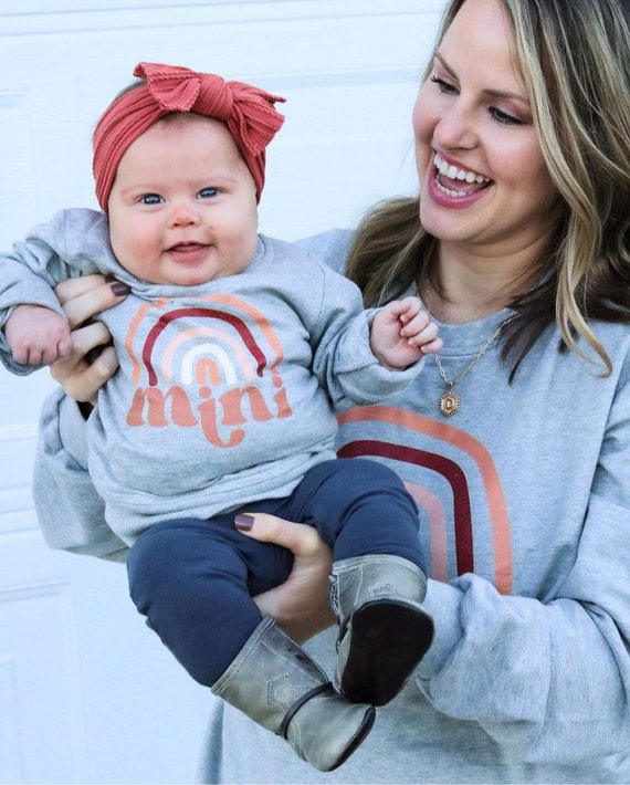 Mama Mini Sweatshirt Mommy and Me Outfit Mama and Mini Jumper Rainbow Mom Daughter matching Sweater Mommy and me Sweatshirts Mom Gift