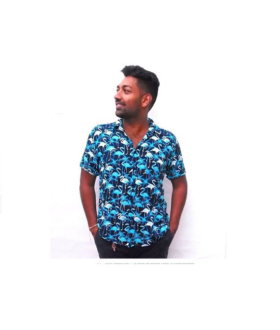 Flamingo Shirt Men Shirt Button Down Shirt Party Shirt Summer
