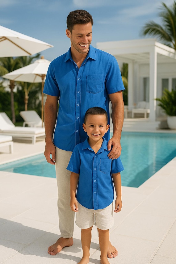 dad and son matching dress shirts Blue Father Shirts, Rayon Father and Son Outfit, Daddy & Me Shirts, and Son Shirts, Matching Shirts, Father's Day Gift 42 Waist Size:15.0 2/3 Mom 2 - 3 Y INDO WESTERN DRESS INDIAN