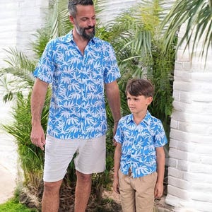 Father and Son Matching Shirts - Blue Palm, Father and Son Outfit, Daddy & Me Shirts, Dad and Son shirts, Matching Shirts, Father&#39;s day Gift