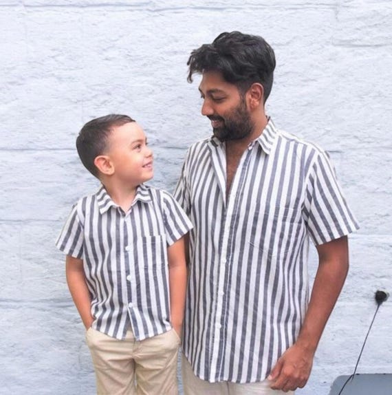 Long Sleeve Matching Dress Shirts For Father And Son FATHER SON