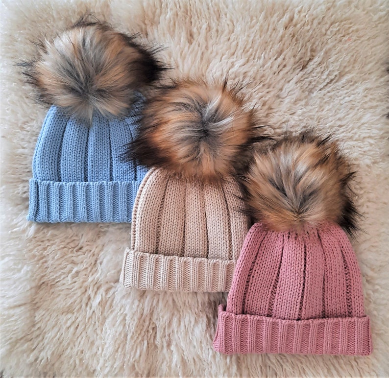 pompon hats mom and me hats matching kid and mom hat mother daughter hats Mommy and me Hats matching outfits hat