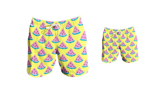 dad and baby matching swim shorts