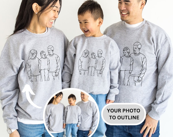 Custom Family Portrait Sweatshirt | Custom Portrait from Photo Sweatshirt | Personalized Family Gift | Custom Gifts | Mother's Day Gift