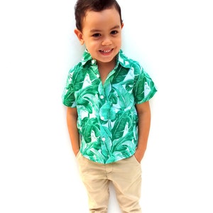 Tropical Shirt, Boy shirt, Banana leaf shirt, beach shirt,summer shirt, party shirt, vacation shirt, Boho Shirt, boy birthday gift, Shirt image 2