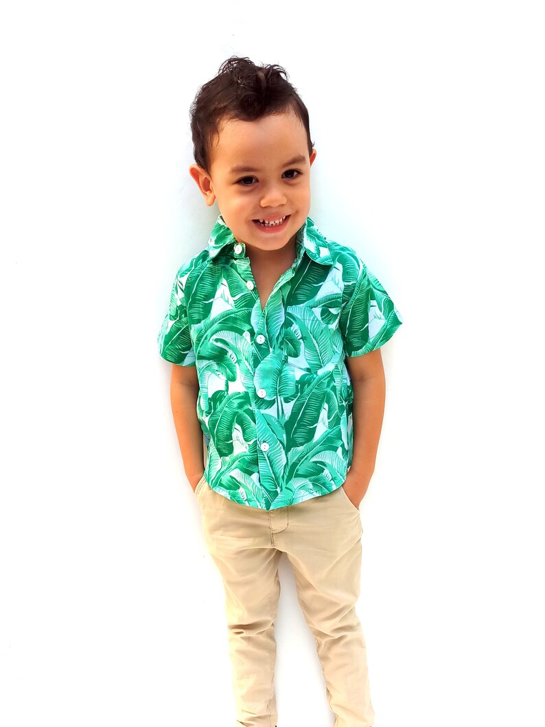 Tropical Shirt, Boy shirt, Banana leaf shirt, beach shirt,summer shirt, party shirt, vacation shirt, Boho Shirt, boy birthday gift, Shirt image 2